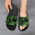 thumbnail image 6 of GZHJMY Stylish Slides for Women Men, Tropical Style Palm Leaves Black Background Soft Flexible Slip-on Sandals Slippers, 6 of 7