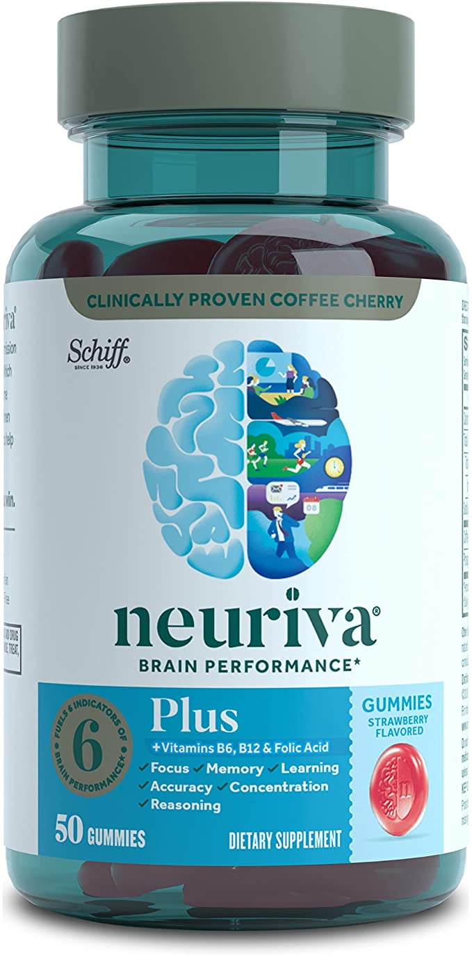 Neuriva Plus Brain Health Support Gummies, Strawberry - 50 ct