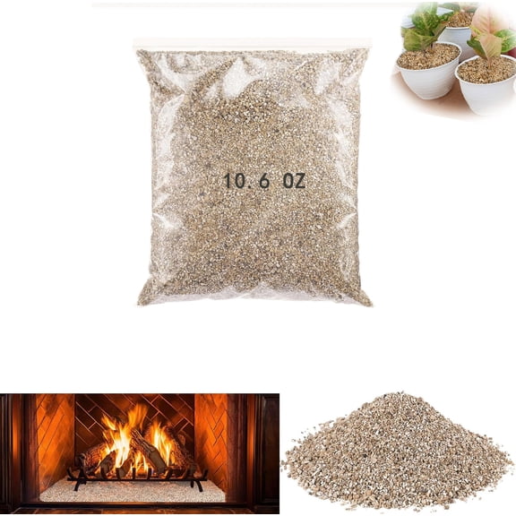 Tutuviw 0.7Lb Vermiculite Granules for Fire Pits and Fireplaces, Heat Proof Base Layer Decoration Under Gas Logs, Vermiculite for Indoor Outdoor Decor, Gardening, Vase Filler