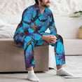 thumbnail image 7 of Sikiie Blue Butterflies Mens Pajama Set, Soft Warm Long Sleeve Sleepwear, Cozy Button-Down Pjs for Men-Small, 7 of 7