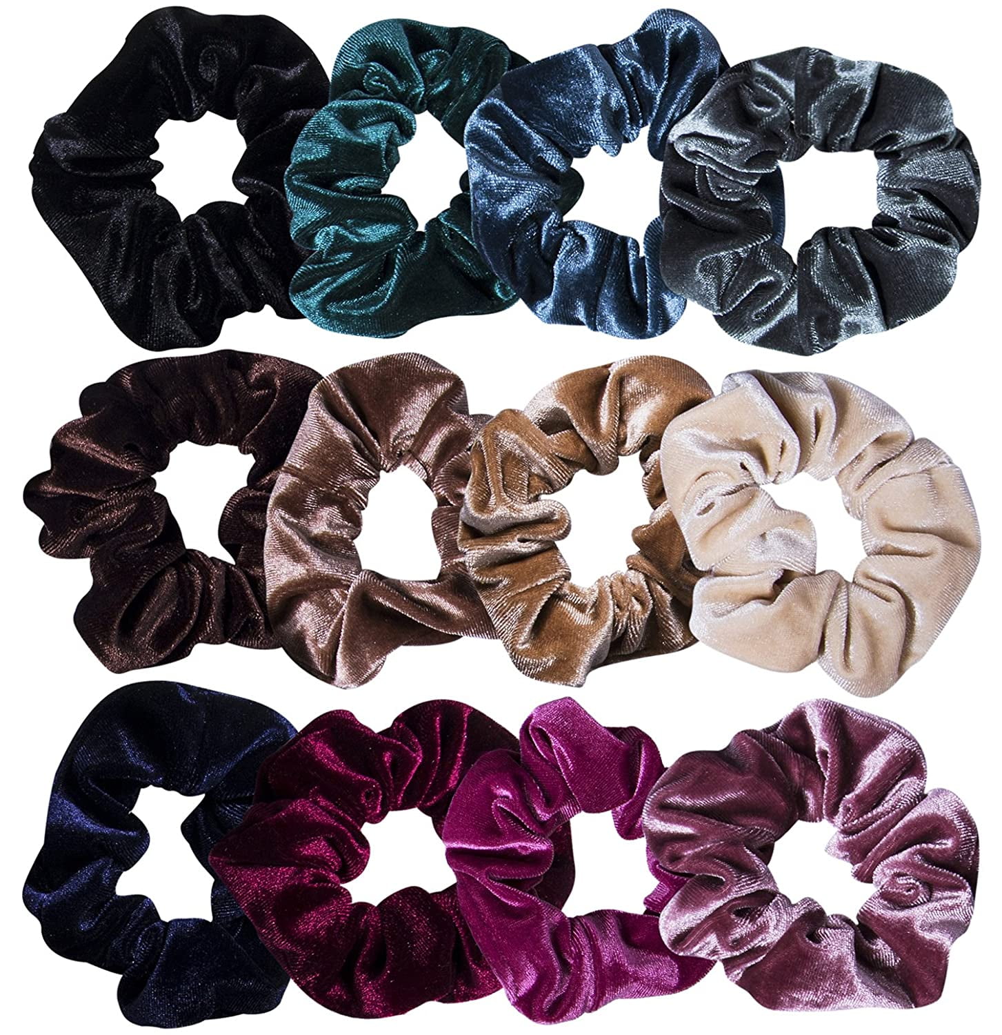 12 Pieces Women's Assorted Hair Rope Rubber Band Hair Ties Scrunchies Set