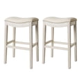 thumbnail image 1 of Open Box Maven Lane Adrien Saddle Bar Stool 31"H, White Oak (2 Pack), 1 of 6