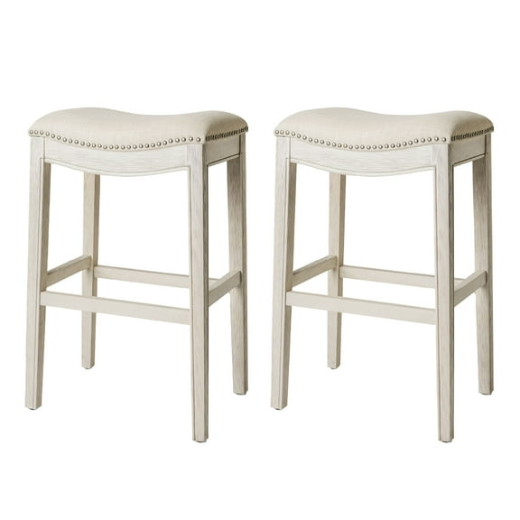 Open Box Maven Lane Adrien Saddle Bar Stool 31"H, White Oak (2 Pack)