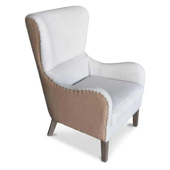 Elle Decor MidCentury Modern Wingback Chair in TwoToned Beige