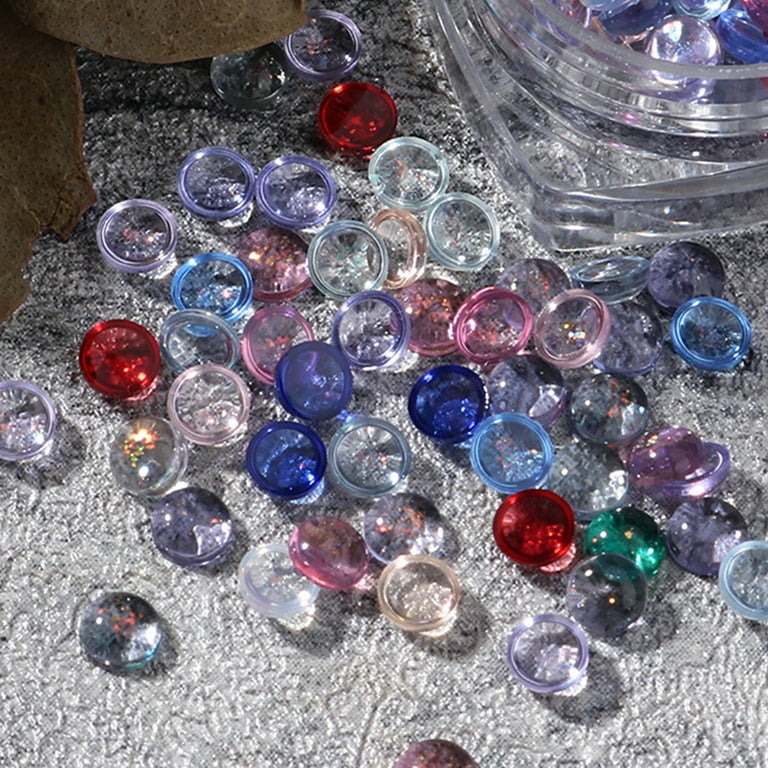 opvise 100Pcs/Box Nail Rhinestone Flat Back Non-Drop Colorful Resin  Rhinestone Round AB Clear Nail Stones for Manicure