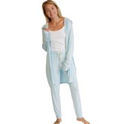 Nestin Cozy and Soft Hooded Jersey Robe & Pants Women's Loungewear Set, Small, Light Blue