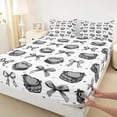 thumbnail image 3 of jejeloiu Kawaii Bowtie Ribbon Full Size Sheets,Gray White Bed Sheets For Girls Teens 4pcs, 3 of 7