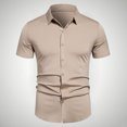 thumbnail image 1 of pstuiky Camisa de manga corta para hombre, Camisa informal de negocios de color liso con solapa y botones de manga corta para hombre camisas casuales para hombre l, 1 of 6