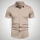 thumbnail image 1 of pstuiky Camisa de manga corta para hombre, Camisa informal de negocios de color liso con solapa y botones de manga corta para hombre camisas casuales para hombre l, 1 of 6