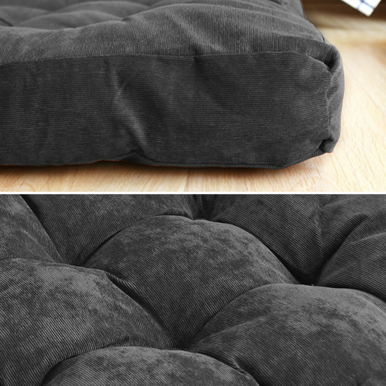 22 Square Floor Pillow, Meditation Pillow Solid Thick Tufted Seat Cushion  for Yoga Sofa Balcony Living Room Office Chair, Dark Grey 