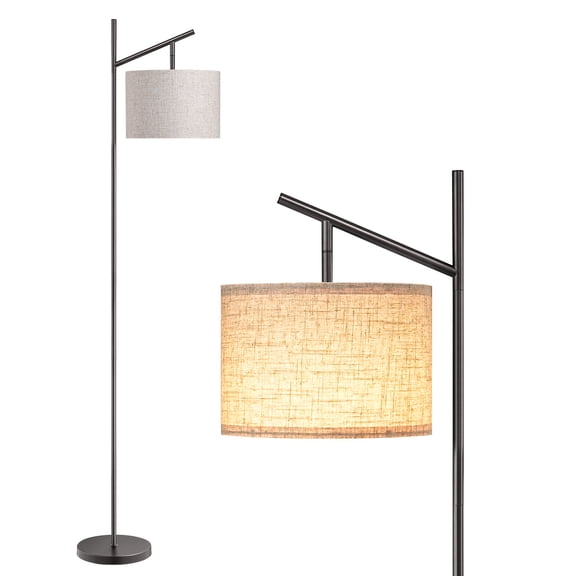 EDISHINE 64.7" Arc Floor Lamps for Living Room, Minimalist Standing Lamp with 3CCT Bulb & Adjustable Shade, Foot Switch, Tall Lamp for Bedroom Office, Black