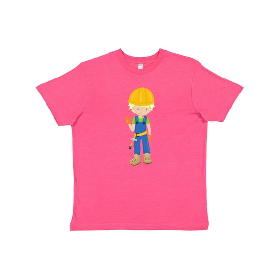 Inktastic Construction Worker, Blond Hair, Boy With Hammer Youth T-Shirt