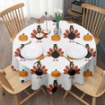 thumbnail image 3 of Happy Thanksgiving Turkey Fall Pumpkin Round Tablecloth 60" X 60",Wrinkle Wipeable Table Cloth for Kitchen Dining Room Picnic Patio Party, 3 of 6