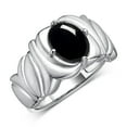 thumbnail image 3 of RYLOS Bagues pour Femmes Bague en Or Blanc 14K Solitaire Pierre Précieuse Ovale 9x7 mm avec Anneau Fini Satin Cabochon d'Octobre Onyx Bijoux Taille 8, 3 of 7