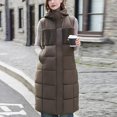 thumbnail image 2 of GigrtiJin Womens down Cotton Vest Long Solid Color Hooded Thickened Warm Sleeveless Jackets Coat with Pockets, 2 of 9
