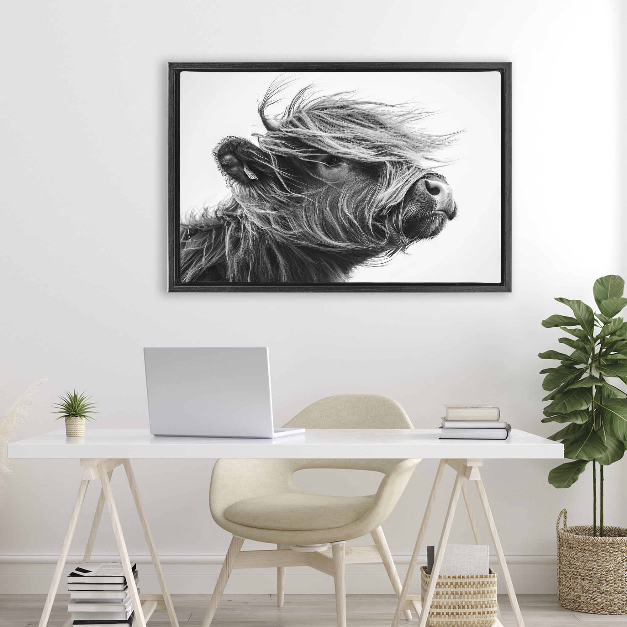 Stupell Industries Handsome Highland Portrait Black Framed Floater Canvas Wall Art, design by Tina LeCour