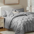 thumbnail image 3 of LammaLoe Queen Comforter Set, 7 Pc Bed In A Bag Pintuck Bedding Sets, Grey, 3 of 5