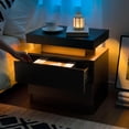 thumbnail image 3 of Table de Chevet Noire avec Lumière LED Table de Chevet Moderne Noire avec 2 Tiroirs Table d'Appoint pour Chambre, 3 of 6