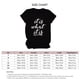thumbnail image 4 of Camiseta de cuello redondo de manga corta con estampado blanco para mujer, camiseta de verano informal suave, camiseta con letras extragrandes en color negro XXXL, 4 of 4