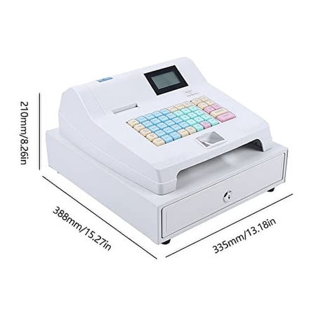 TFCFL Electronic Cash Register, POS System Cash Register with 48 Keys,8 Digital LED Cash Register with Removable Cash Tray and Thermal Printer, Style1