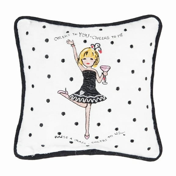 Cheers To Everything Embroidered Small Petite Throw Pillow
