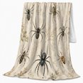 thumbnail image 2 of Realistic Spiders with Dried Leaves and Botanical Stems, Natural Curiosity Spider Style for Nature Lovers, Cozy Flannel Blanket for Reading Nook and Bedroom, Halloween Gift, Home Decor, 2 of 9