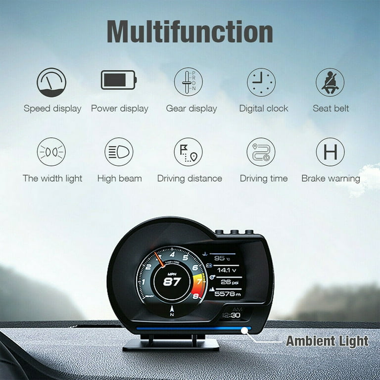 OBD2+GPS HUD Head Up Car Digital Display Speedometer RPM Alarm