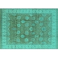 thumbnail image 1 of Ahgly Company Indoor Rectangle Oriental Turquoise Blue Traditional Area Rugs, 5' x 7', 1 of 4