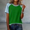 thumbnail image 4 of T Shirts For Women Green Womens Tops Fashion Summer Neck Short Sleeve Vacation Outfits, 4 of 5