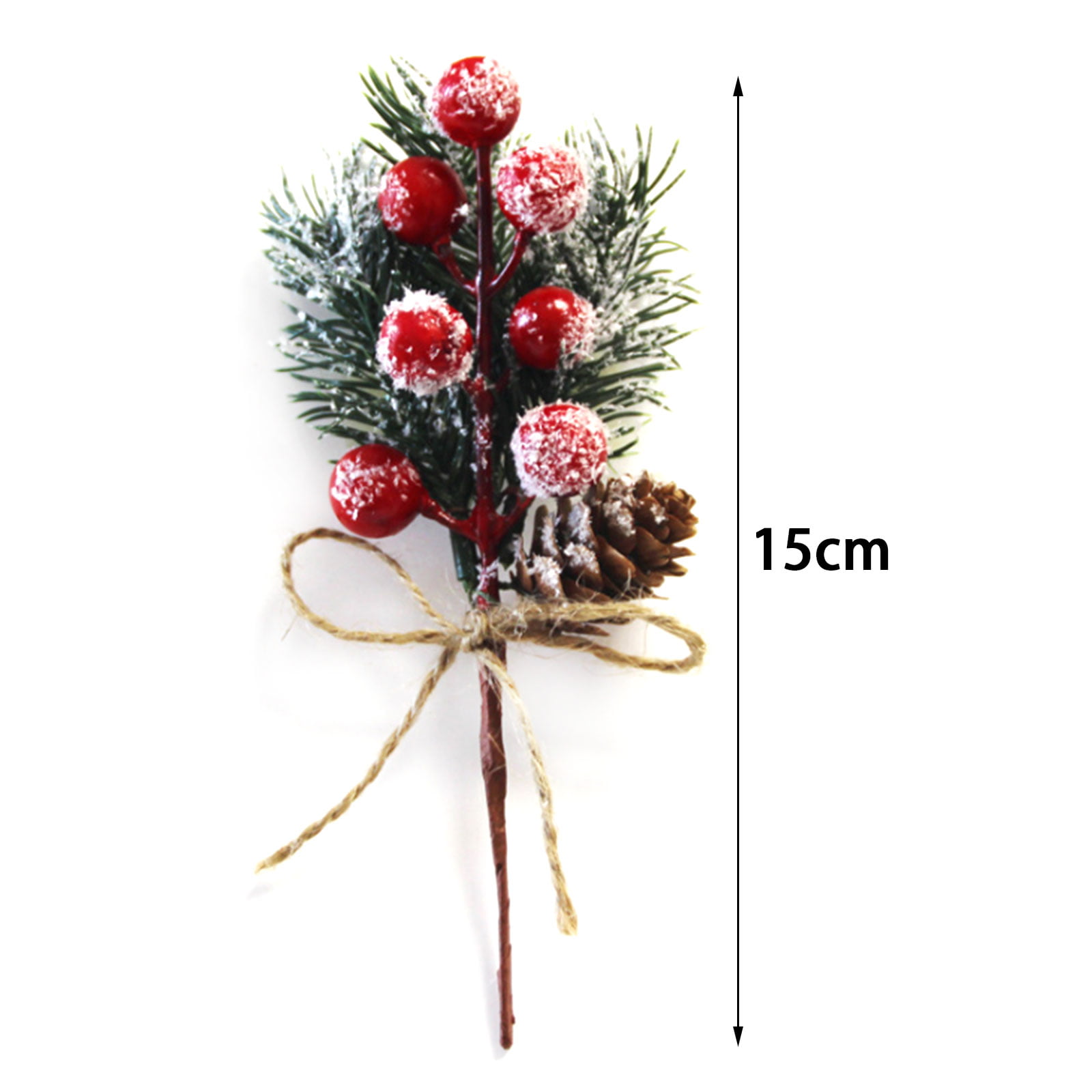 Yuxung 40 Pcs Artificial Christmas Tree Picks Pine Berries Branches with  Pine Cones Assorted Christmas Tree Stems Fake Holly Leaves Christmas Sprigs