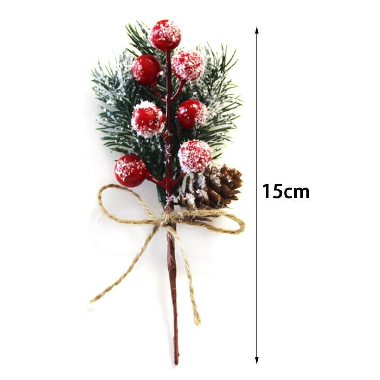 10pcs Artificial Pine Needles Branches And Artificial Red Berry Stems, Fake  Greenery Pine Picks Christmas Red Berry Picks Holly Berries Branches Chris