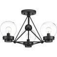 thumbnail image 2 of Progress Lighting Spatial Collection, 3-Light Semi-Flush Convertible Fixture, Matte Black, Clear Globe Shades, 2 of 5