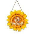 thumbnail image 1 of Sunflower Hello Sunshine Wood Door Hanger 12 Inch Large Wooden Flower Sign Inspirational Wall Porch Art Summer Fall Front Door Wreath Hanging for Bedroom Living Room Indoor Outdoor Kitchen Home Decor, 1 of 5