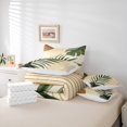thumbnail image 5 of Manfei Green Leaf Plant Bedding Comforter Set 7pcs, Mid Century Fashion Queen Bedding Sets, Minimalst Geometric Reversible Queen Sheet Sets, Ultra Soft Home Decor, 5 of 7