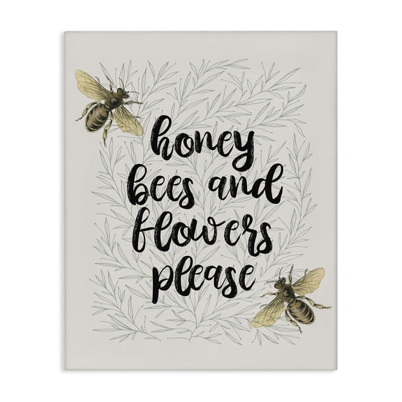 Stupell Industries Rustic Lodge Honey Bees & Flowers Please Canvas Art, 16 x 20, by Lil' Rue