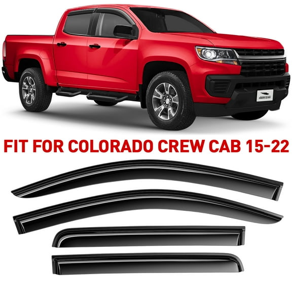 Voron Glass Tape-on Extra Durable Rain Guards for Chevrolet (Chevy) Colorado/GMC Canyon 2015-2022 Crew Cab, Vent Window Visors, Window Deflectors, 4 Pieces - 100288