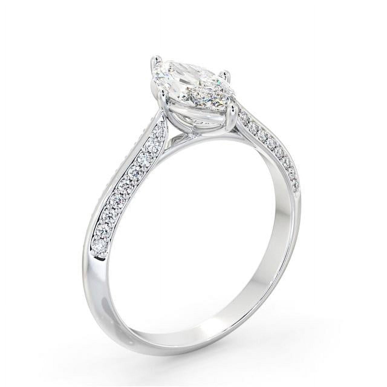 Spot Jewel 14K White Gold Plated 2.3 Ct Marquise Cut Lab Created Diamond Ring – Knife Edge Shank Anniversary Ring – Engagement Jewelry – Gift for Women