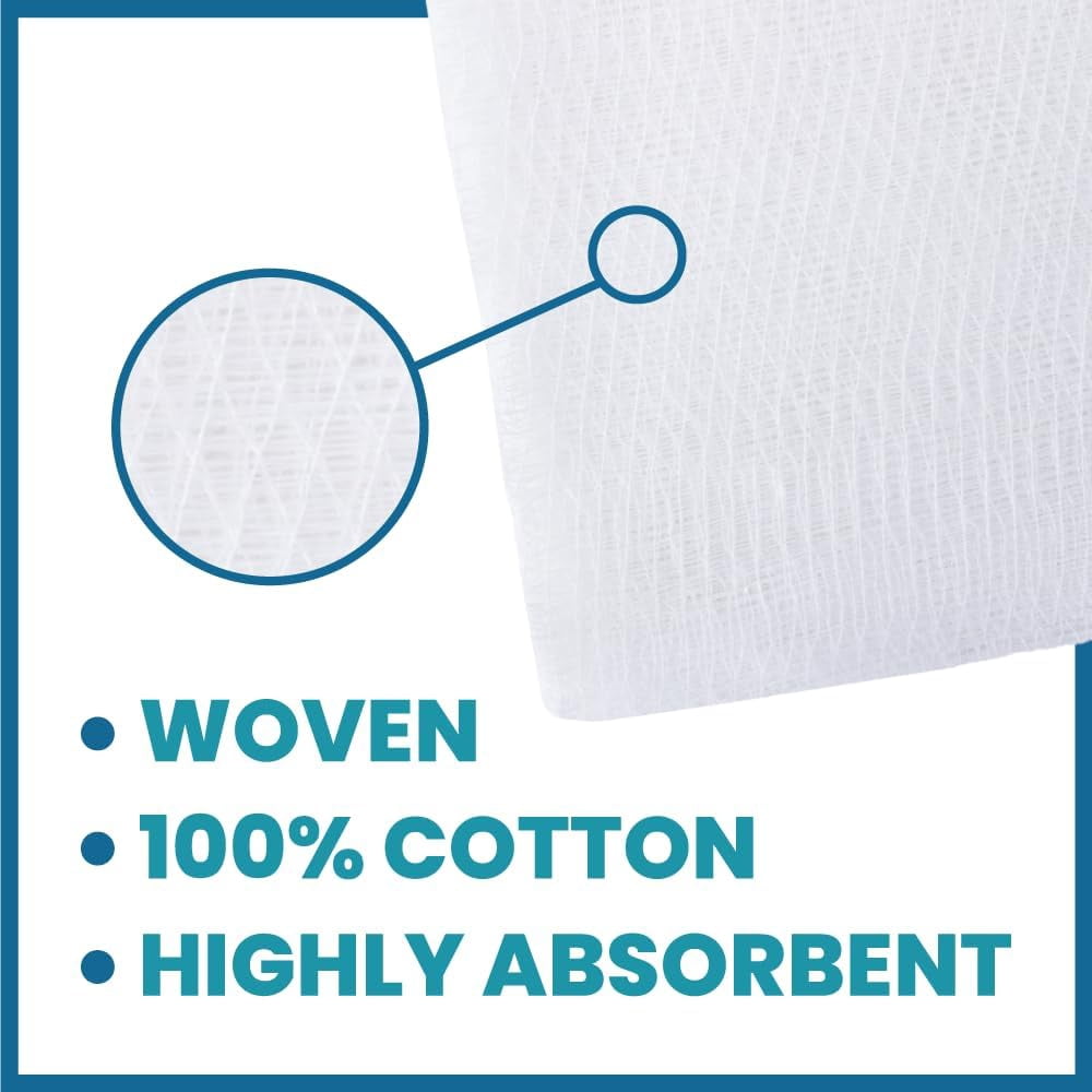 Oasis 4 x 4 inch Gauze Sponges, 100% Cotton, 8-Ply Woven Non-Sterile Gauze, 1 Case of 4000