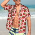 thumbnail image 7 of Sikiie Cute Strawberry Print Men's Hawaiian Shirt, Summer Beach Button Pocket Short Sleeve T-Shirt,Medium, 7 of 7