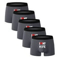 thumbnail image 3 of Men's Boxer Underwear Solid Color Love Wife Printed Panties Stretchy Comfortable Soft Breathable,5-Pack., 3 of 7