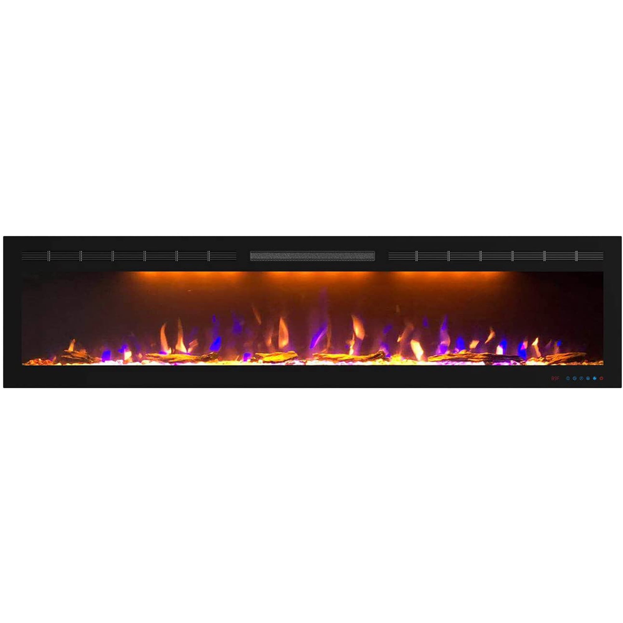 40 inch Electric Fireplace - Ultra Slim Frame - in Wall Recessed u0026 Wall  Mounted - Multicolor Flame - Log u0026 Crystal Hearth - 1500/750 Watt Heater -  Remote Control u0026 Touch Screen- Timer | Walmart Canada