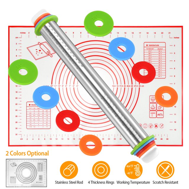 Rolling Pin and Pastry Baking Mat Set, iMounTEK Rolling Pins with