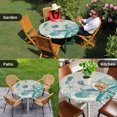 thumbnail image 4 of Turquoise Starfish Round Tablecloth for 45-54 Inch Tables,Fitted Table Cover with Elastic Edge,Ocean Nautical Seahorse Coral Shell Waterproof Outdoor Table Cloth Protector for Patio Garden Dinner, 4 of 9