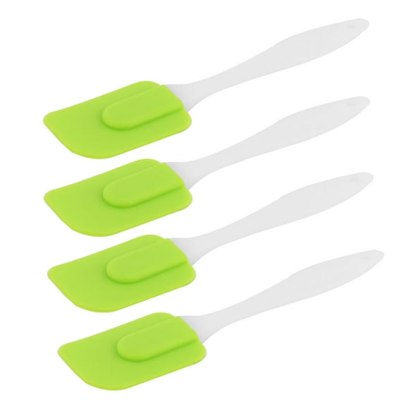 Unique Bargains 4 PCS Kitchen Green Silicone Head Plastic Handle Heat Resistant Nonstick Spatula Scraper