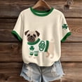 thumbnail image 4 of T Shirts For Women Fashion Tees Tops Cute Animal Dog Graphic Color Block Short Sleeve Loose Fit Clothes Beige, 4 of 5