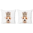thumbnail image 1 of Animal Throw Pillow Cushion Cover Pack of 2, Funny Portrait of Pets on Top of Each Other Staring at Camera Cat Dog Mouse, Zippered Double-Side Digital Print, 4 Sizes, Taupe Peach, by Ambesonne, 1 of 2