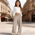 thumbnail image 2 of Boys Dress Pants Size 12 Girls Wide Leg Pants Full Length Flowy Flared Bell Bottom Elastic Waist Loose Fit Summer Spring Fall Winter, 2 of 4