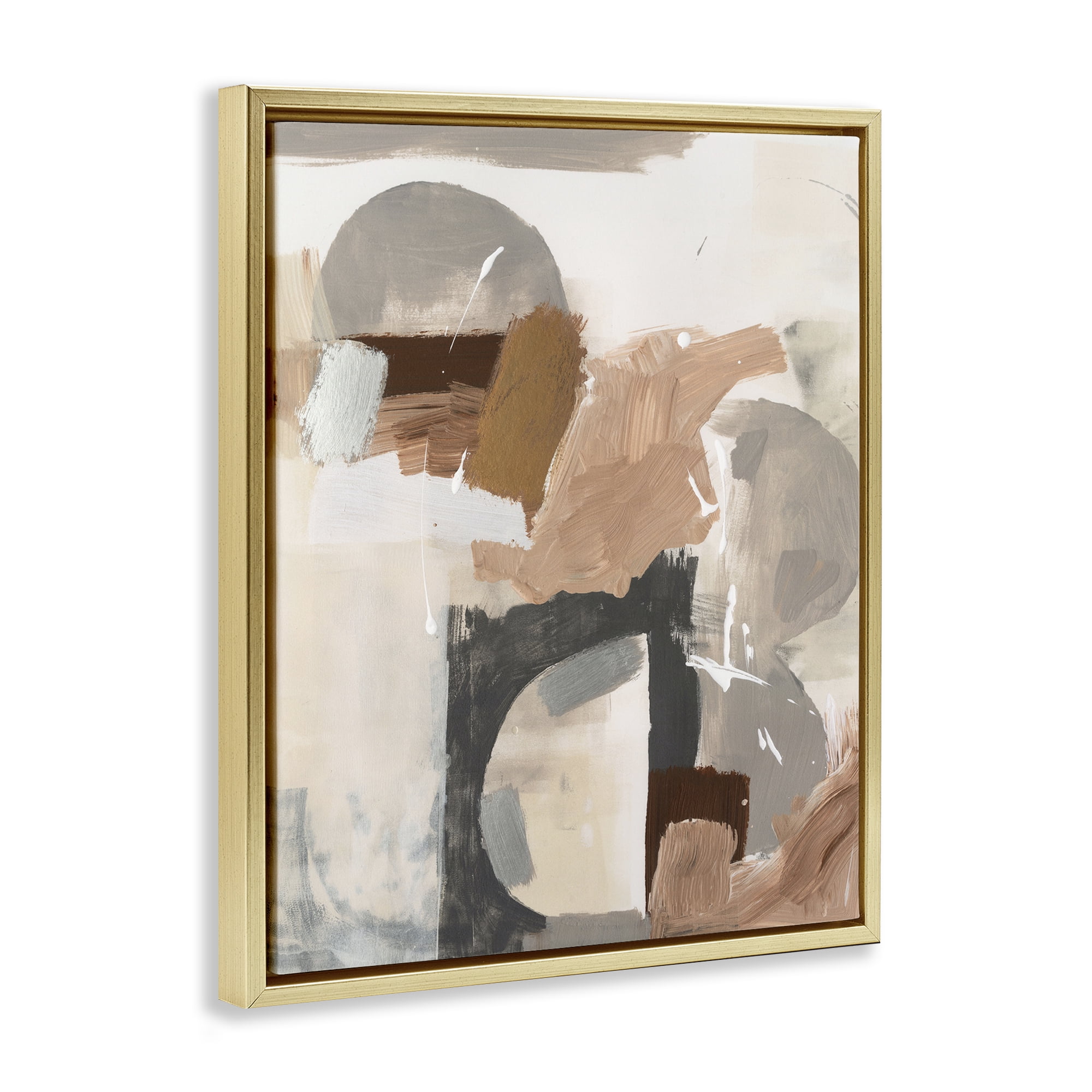 Stupell Industries Expressive Desert Abstract Abstract Painting Gold Floater Framed Canvas Art Print Wall Art, 17 x 21