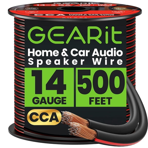 14AWG Speaker Wire, GearIT Pro Series 14 AWG Gauge Speaker Wire Cable (500 Feet / 152.4 Meters) Great Use for Home Theater Speakers and Car Speakers Black