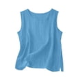 thumbnail image 4 of Women's Cotton Plain Tank Top Summer Flowy Crew Neck Sleeveless Tee Tanks Loose Fit Casual Layering and Everyday Wear Blouses Light Blue, 4 of 6